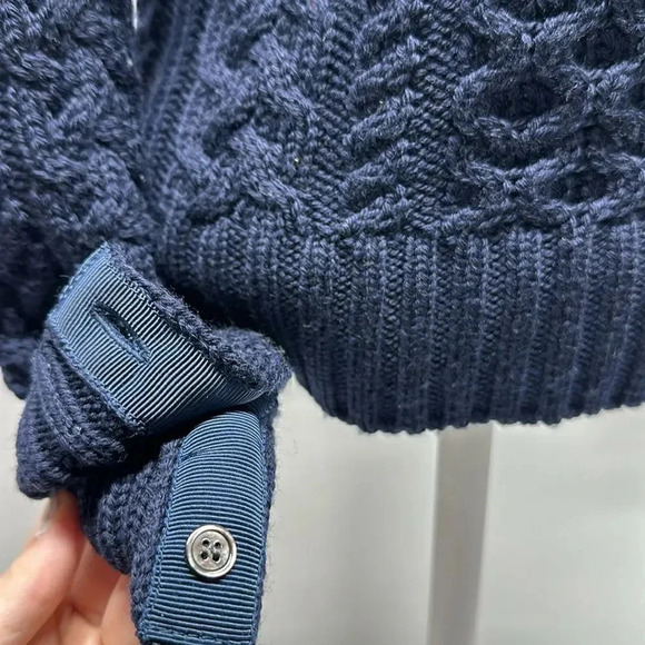 Thom Browne Cable Knit Crewneck Pullover Sweater Navy Blue Wool Size 40 / 1 New - Picture 6 of 13
